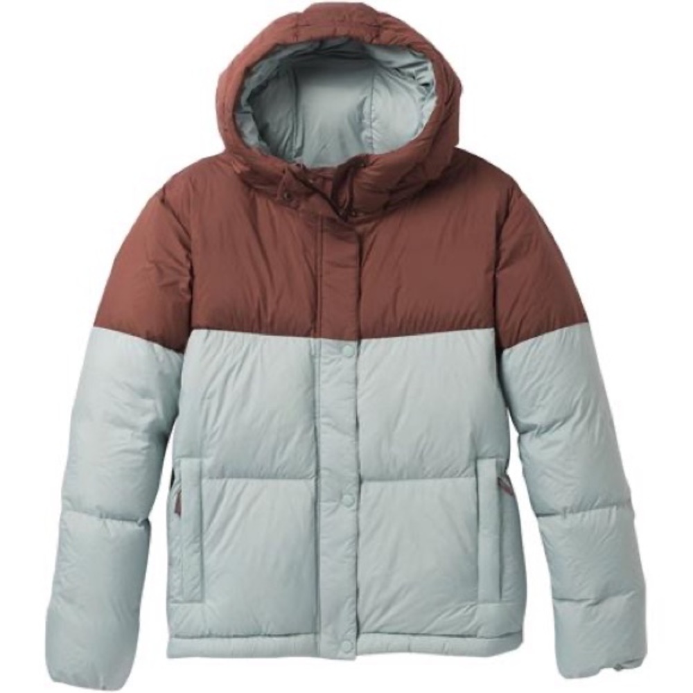 PrAna Hellebore Jacket Puffer - Mint / Brown - Small - EUC